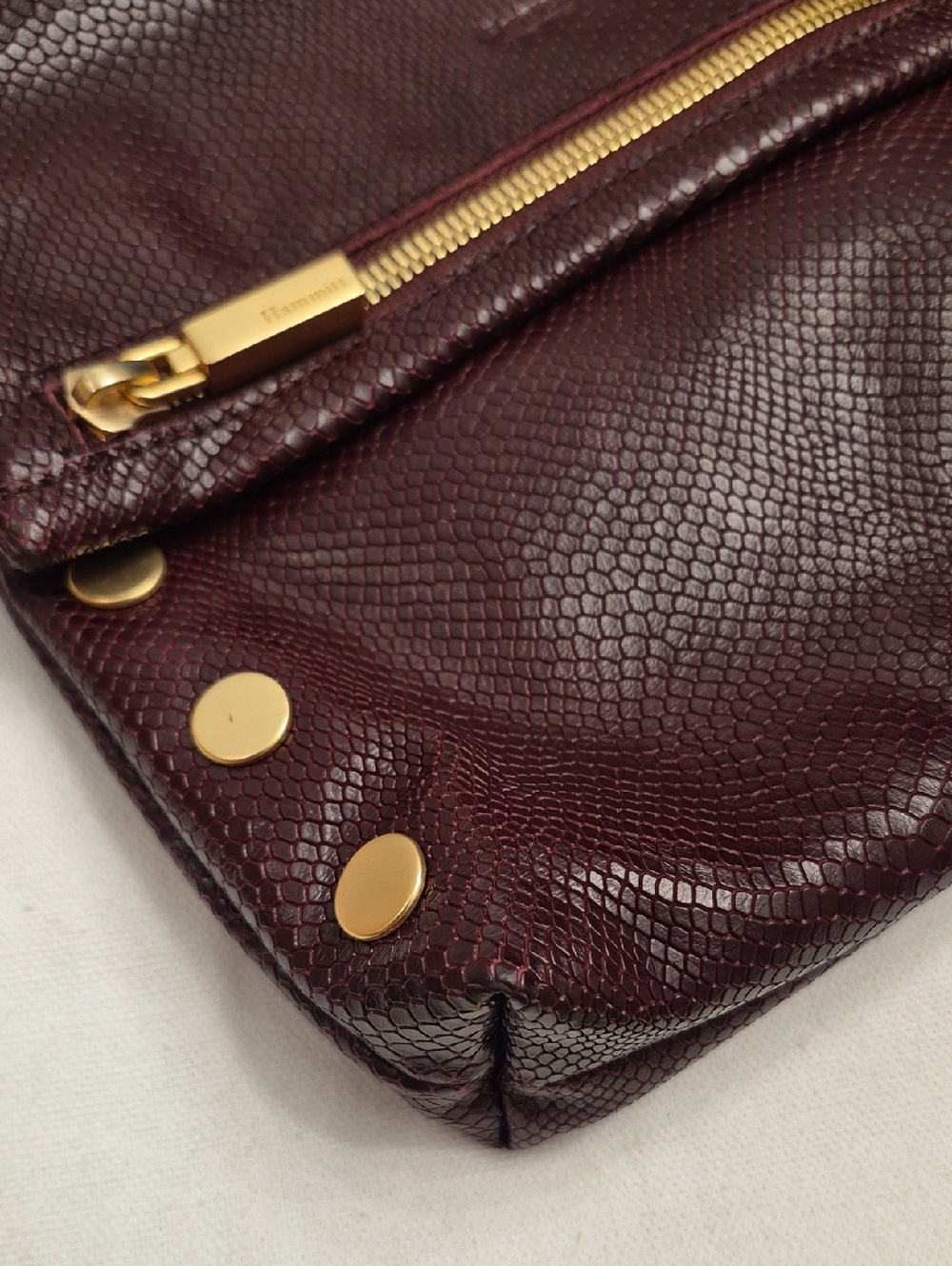 Rare Hammitt VIP Medium Bag Red Wine Burgundy Snake Brushed Gold Hardware - Picture 8 of 16